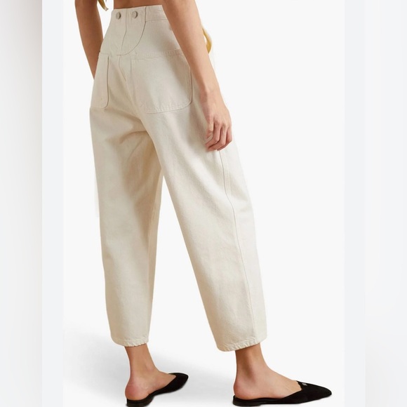 NWT FRAME Button Detail Crop Trousers Twill Pants Wide Leg 100% Cotton Size 24 - Picture 12 of 15
